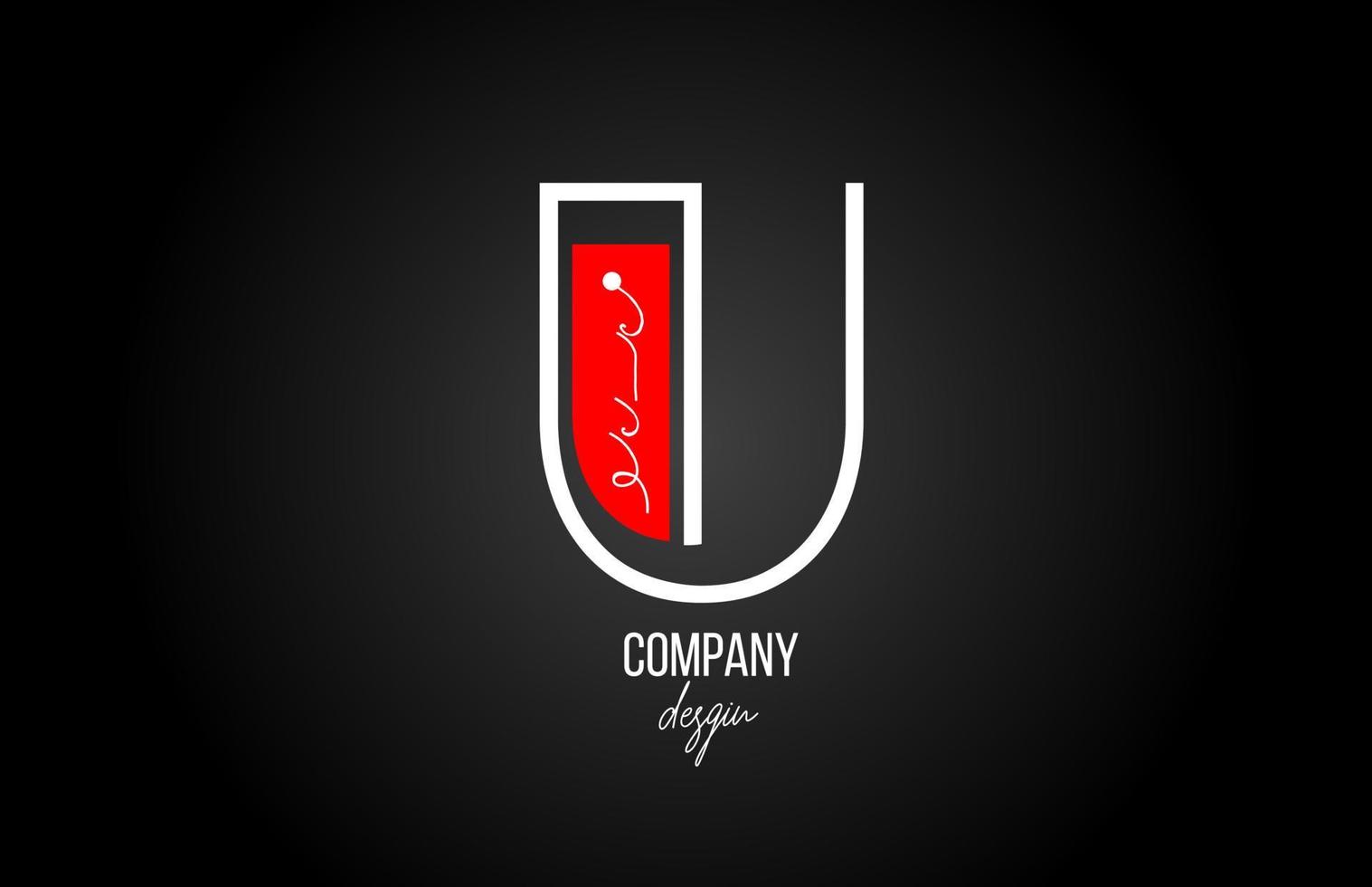U alphabet  letter logo with floral vintage design icon in black white red for business and company vector