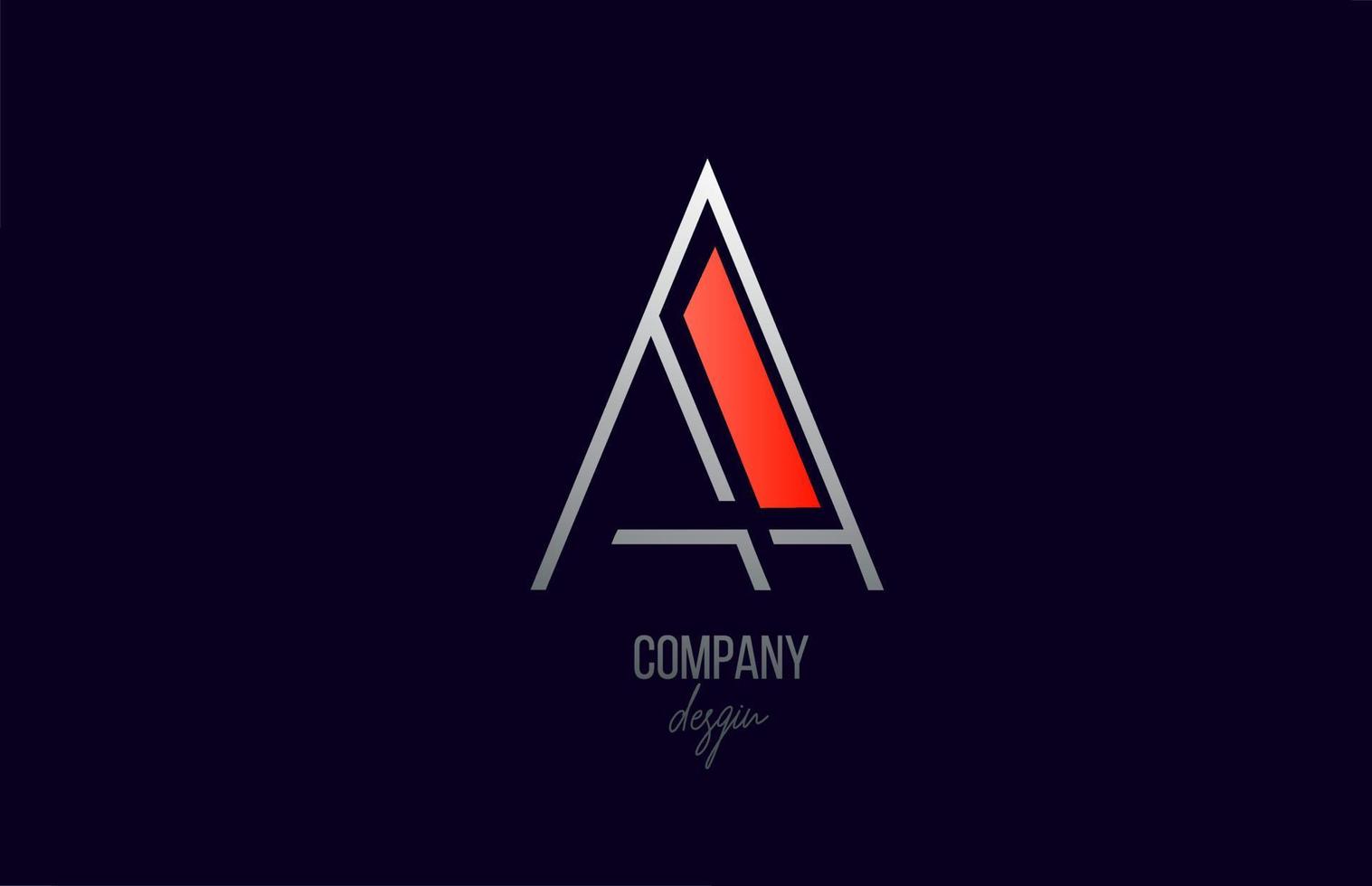 red grey A letter logo alphabet icon with line design for company and business vector