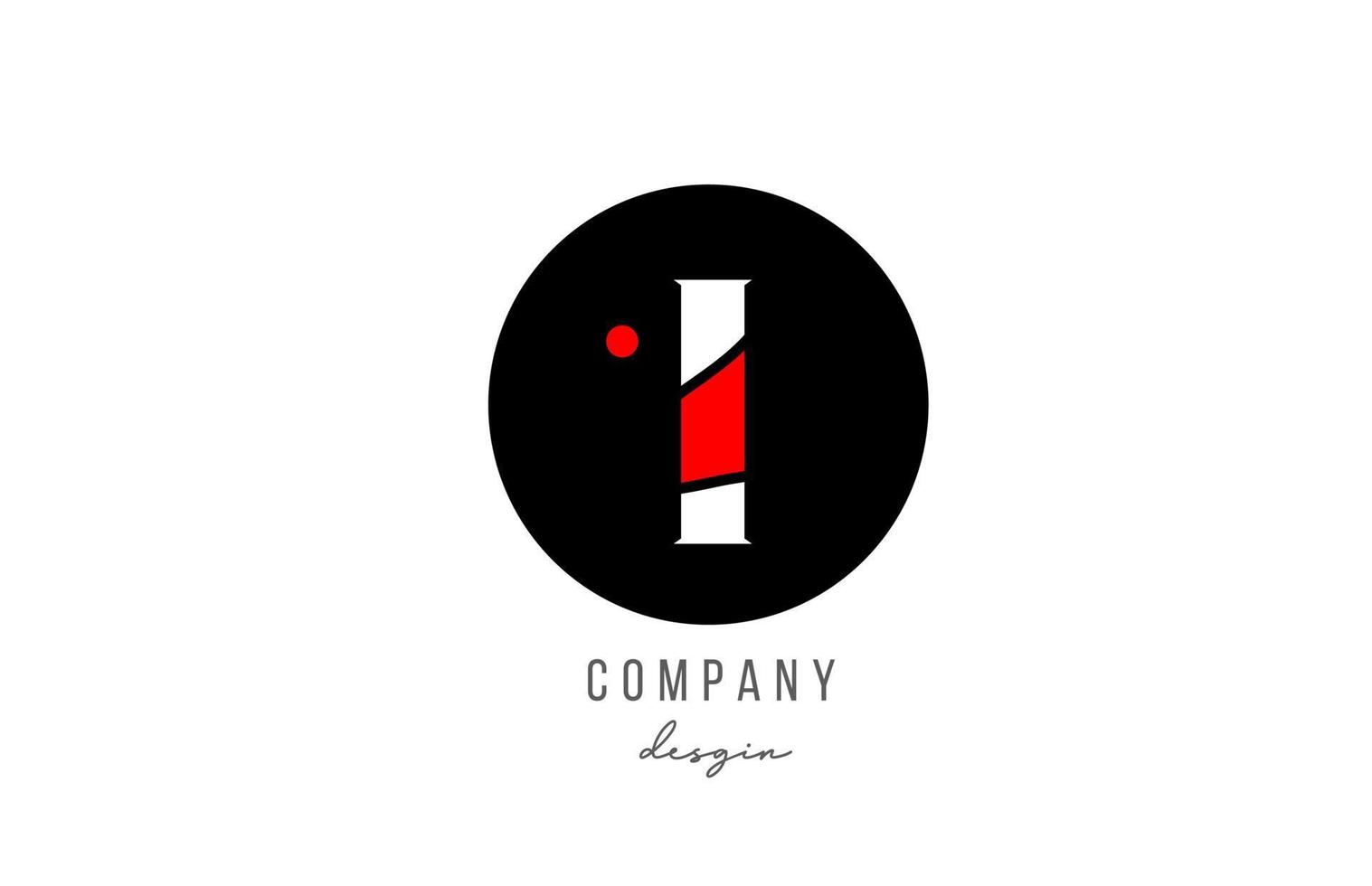 I letter alphabet icon logo design in white red with circle for business and company vector