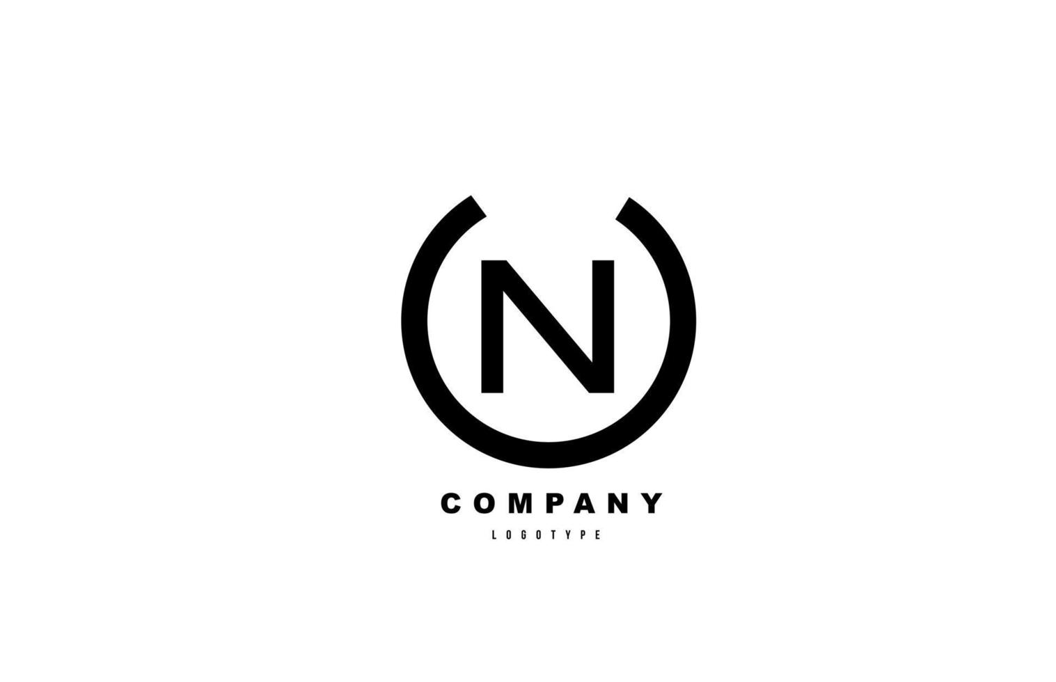 N black and white letter logo alphabet icon design for company and business vector