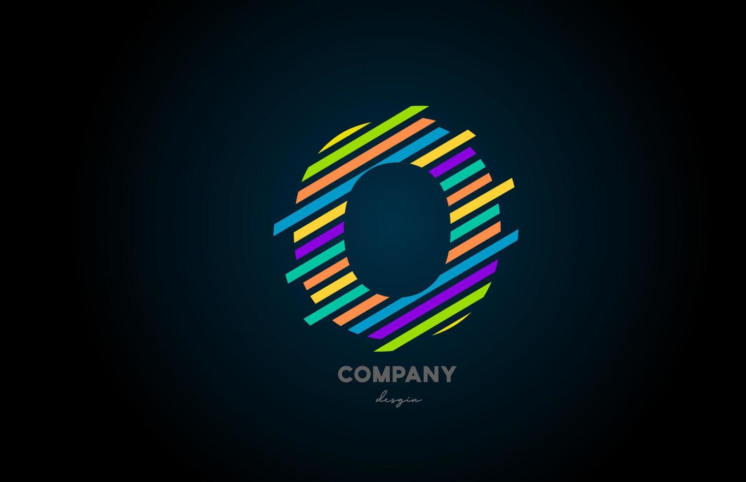 colored letter logo O alphabet icon design for business and company vector