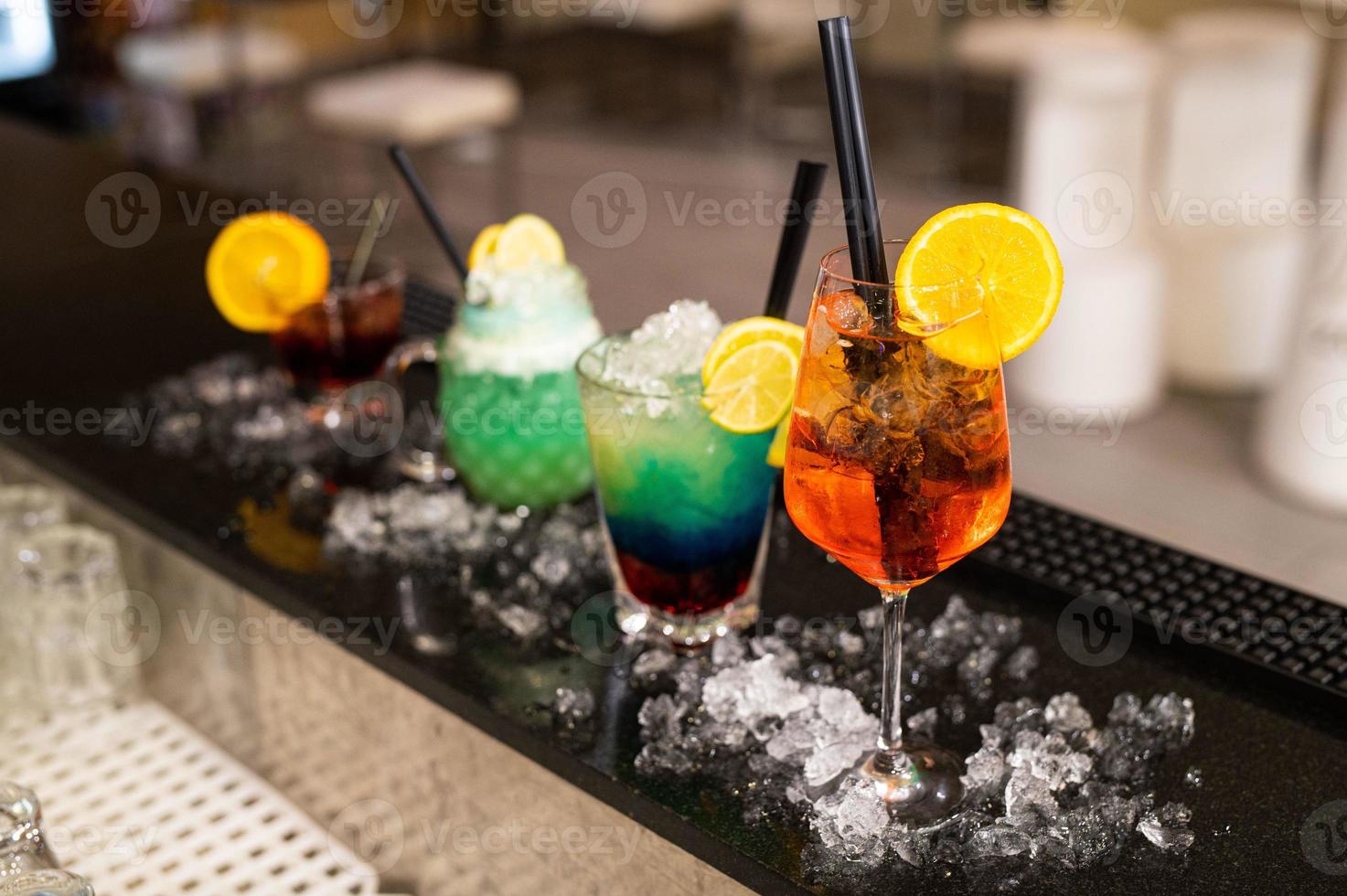 composition of various coktails on the counter photo