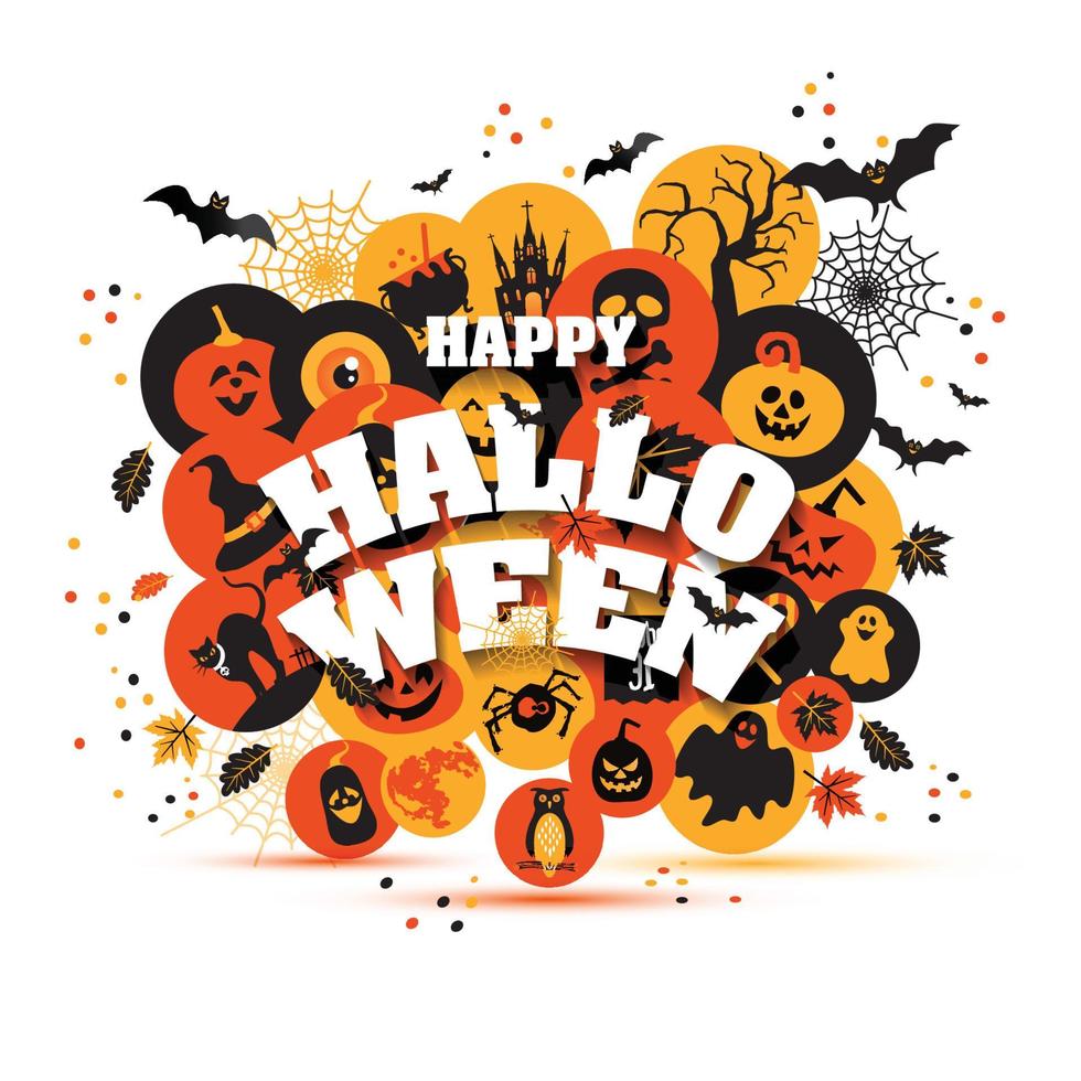 Helloween backgrouns set of color icons. vector