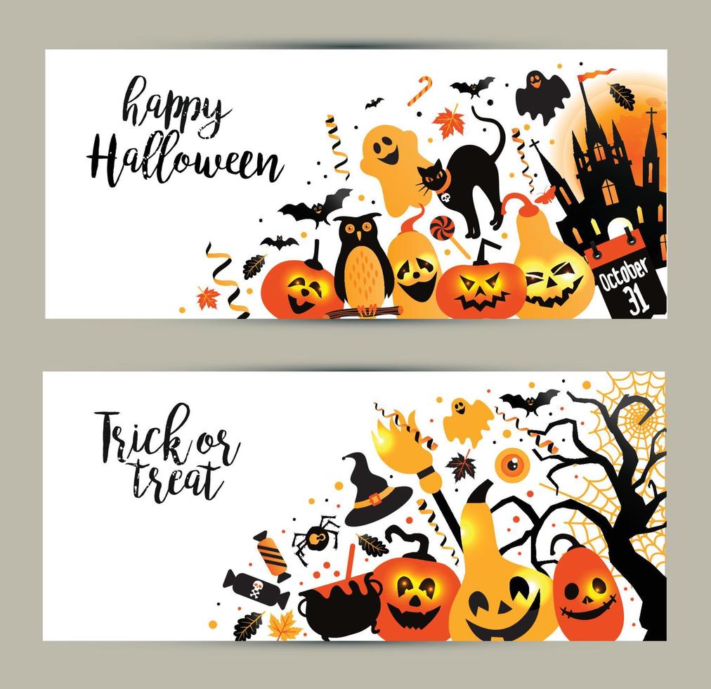 Halloween banners set on white background. Invitation to night vector