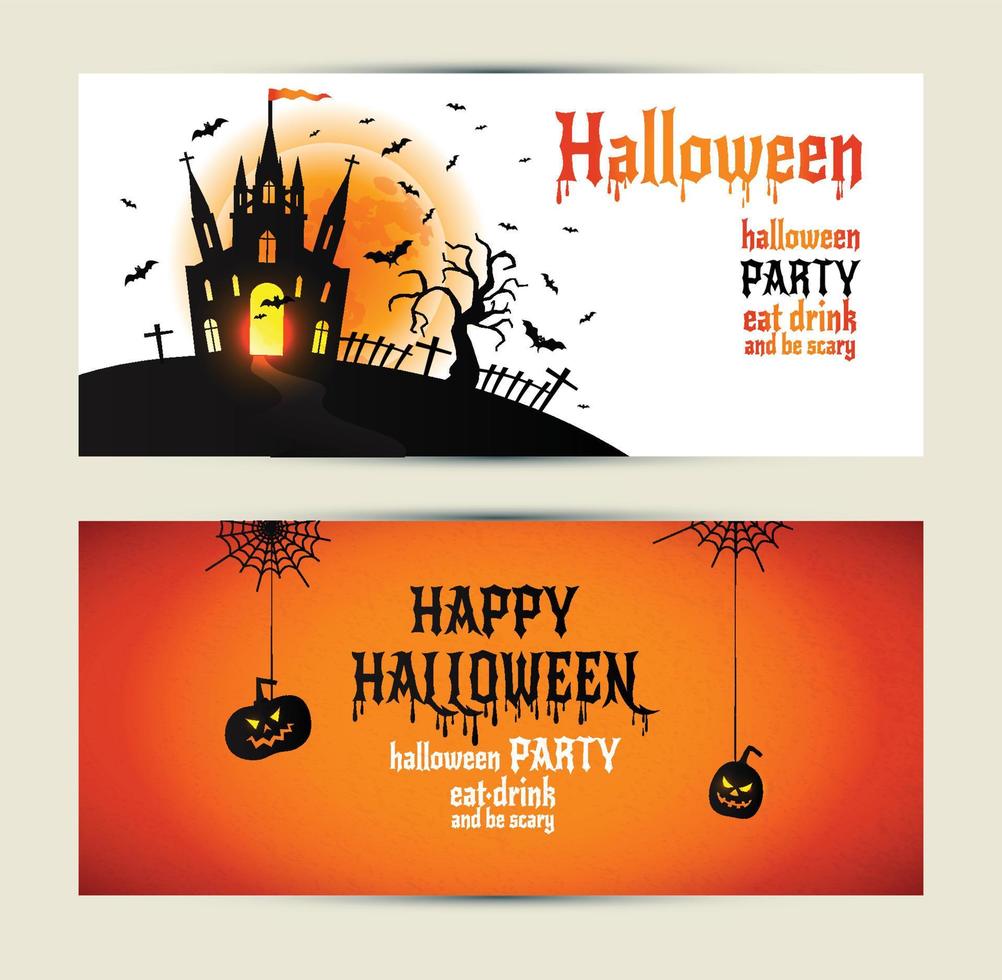 Halloween vertical banners set on orange and white background vector