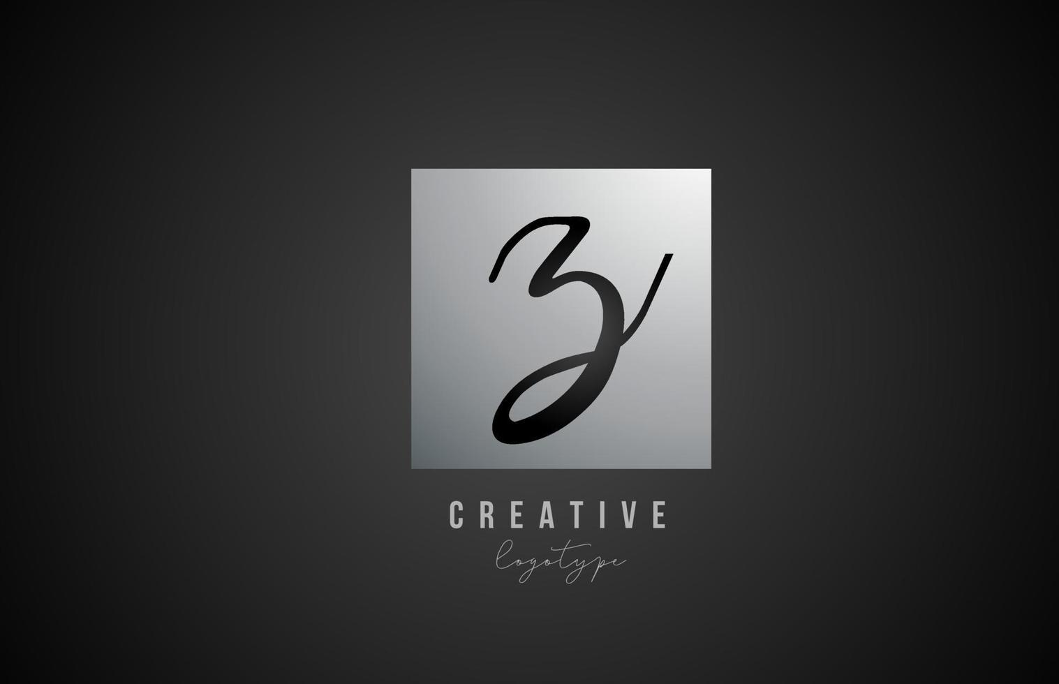 silver metal grey Z square alphabet letter logo icon design for