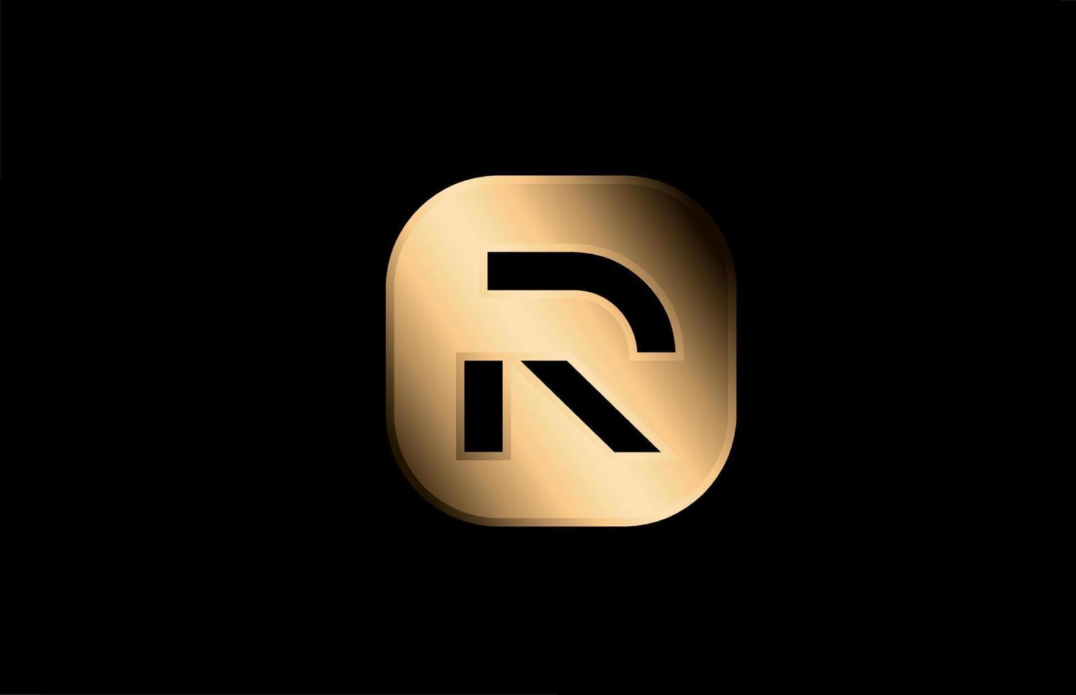 gold metal R alphabet letter logo icon design for company and business vector