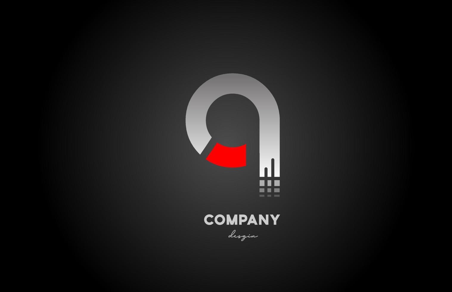 q diseño de icono de logotipo de letra del alfabeto gris rojo para negocios y empresa vector