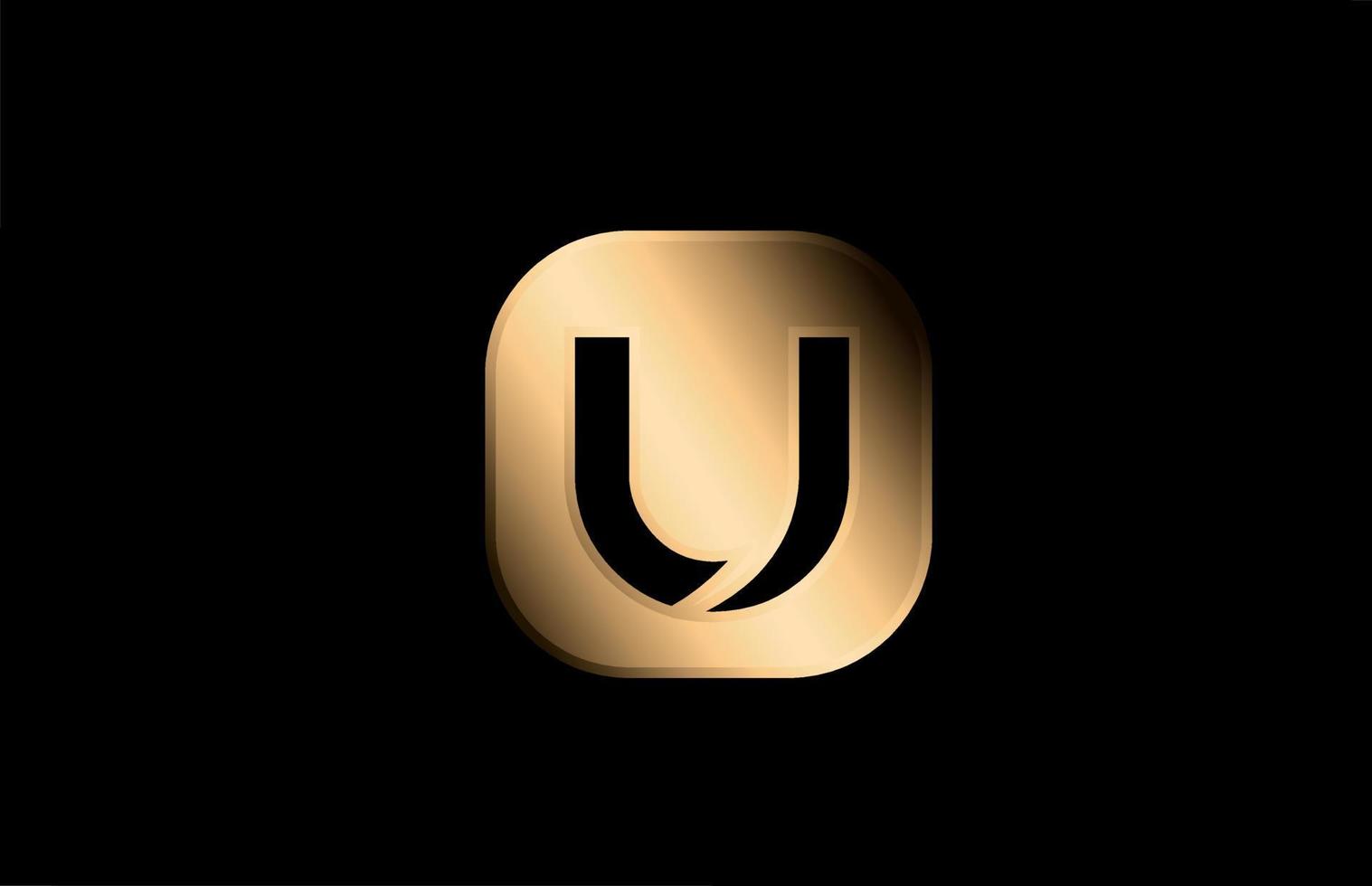 gold metal U alphabet letter logo icon design for company and business vector