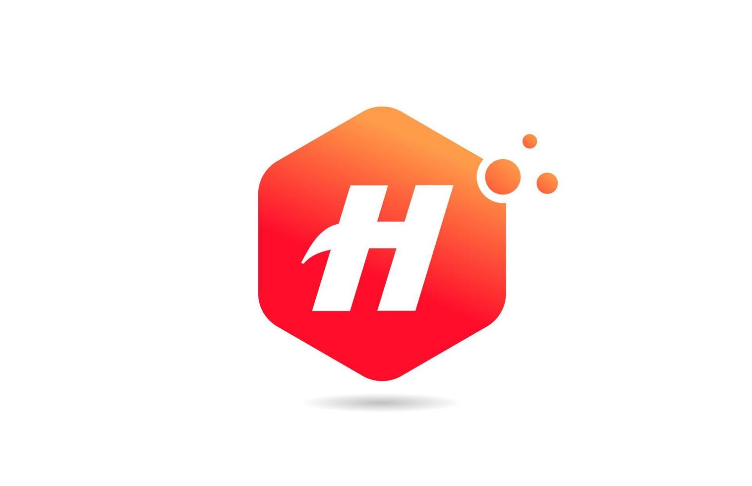 Diseño de icono de logotipo de letra del alfabeto h con rombo de color naranja para empresa y negocio vector