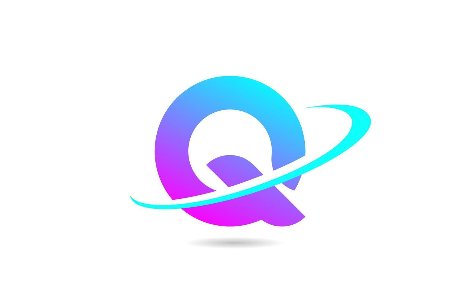 Diseño de icono de logotipo de letra del alfabeto q azul rosa con swoosh para negocios y empresa vector