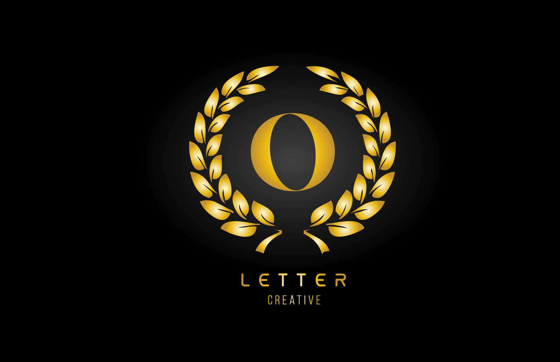gold golden O alphabet letter logo icon with floral design for business