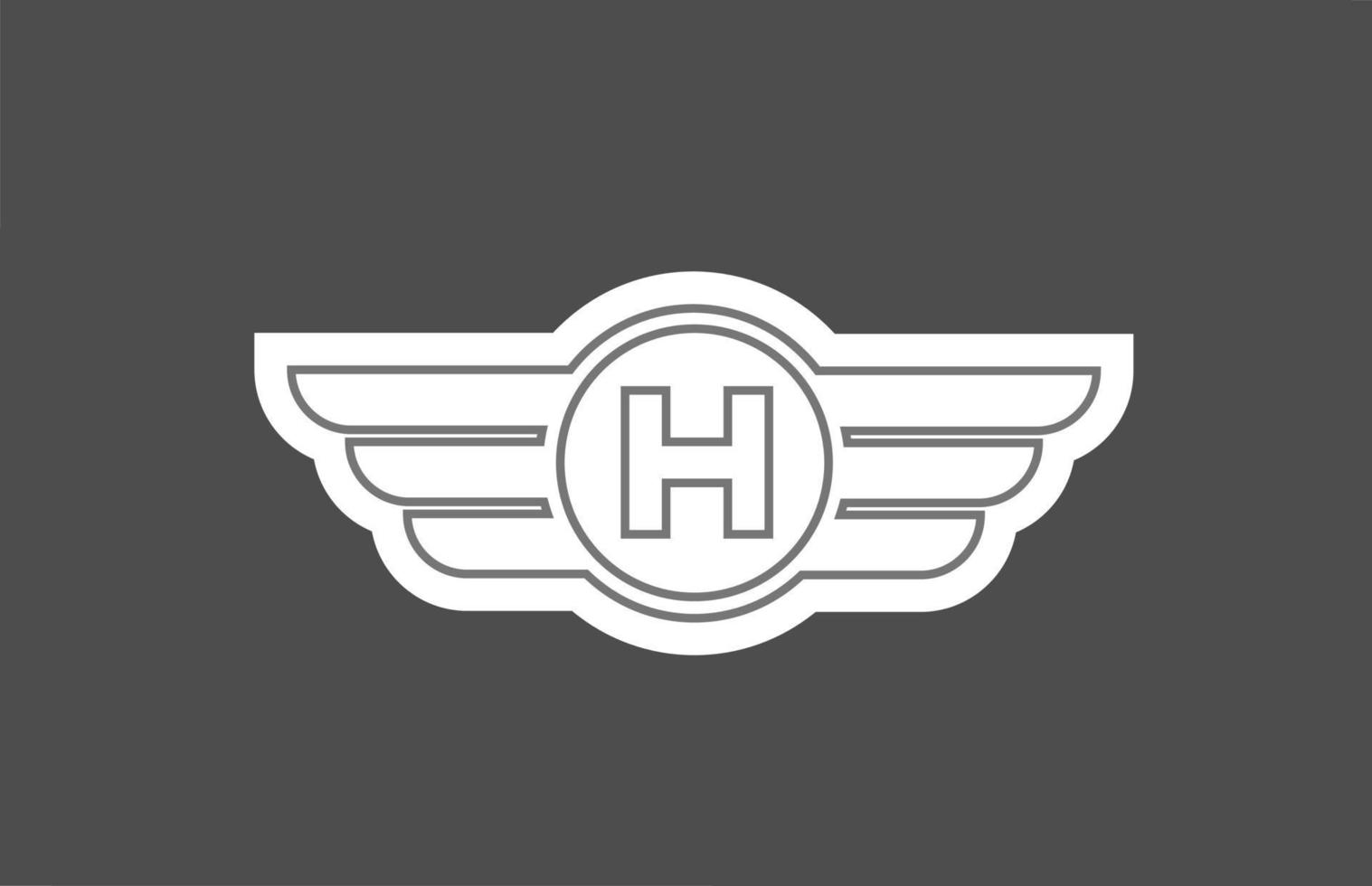 Icono del logotipo de la letra del alfabeto h para negocios y empresas con diseño de ala de línea vector