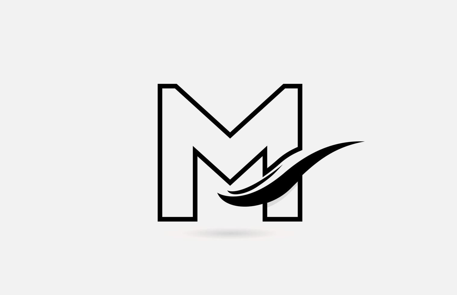 M black and white alphabet letter logo icon for business and company with simple line design vector