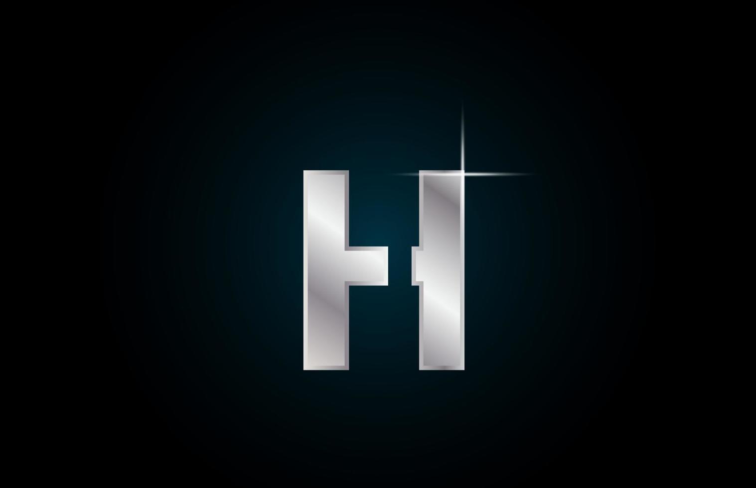 H silver metal alphabet letter logo icon for business and company with spark design vector