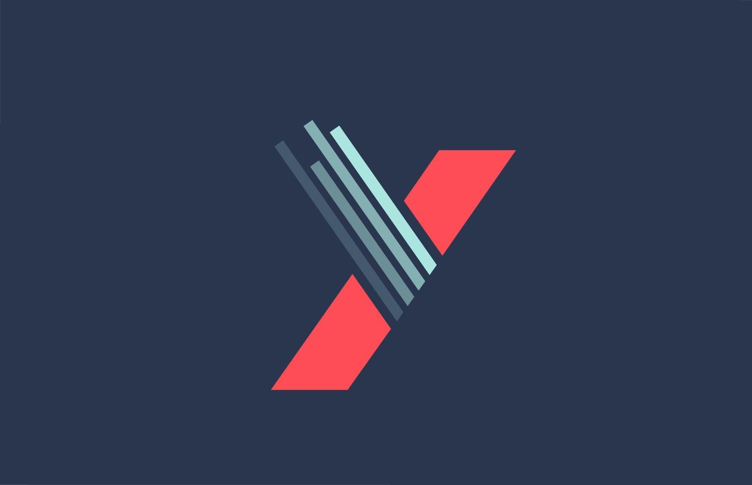 Y red blue alphabet letter logo icon for company and business with line design vector