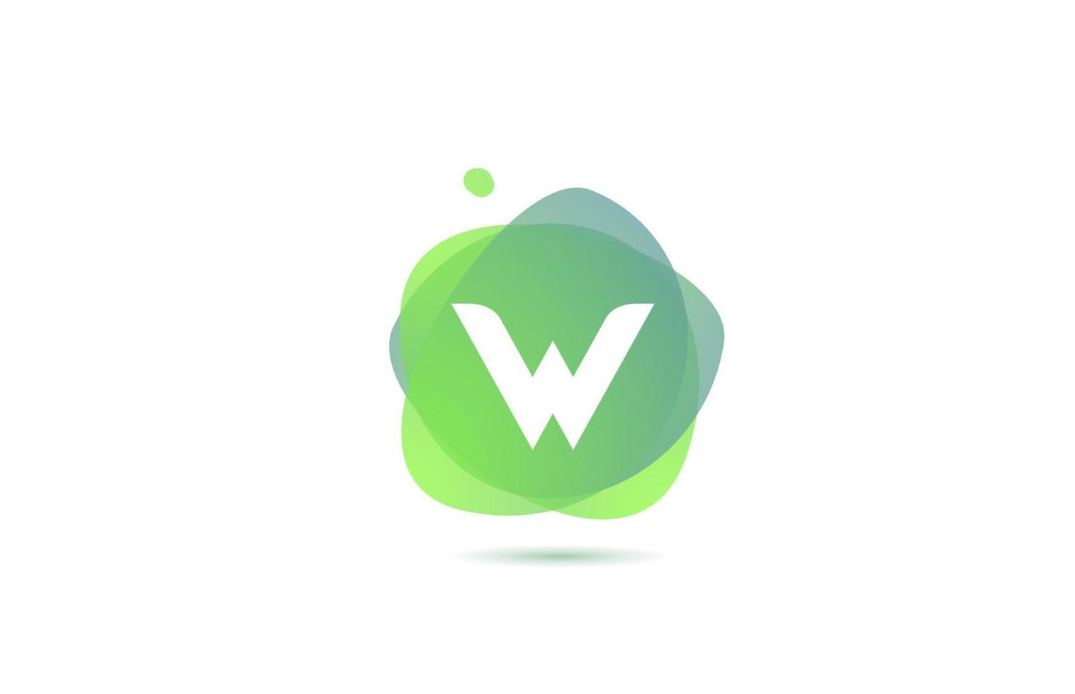 Logotipo de la letra del alfabeto w para empresa y negocio con diseño degradado. Plantilla de color pastel para identidad corporativa en verde y blanco. vector