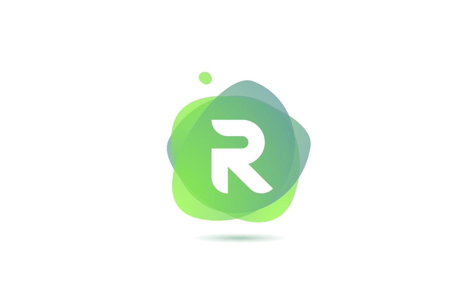 Logotipo de la letra del alfabeto r para empresa y negocio con diseño degradado. Plantilla de color pastel para identidad corporativa en verde y blanco. vector