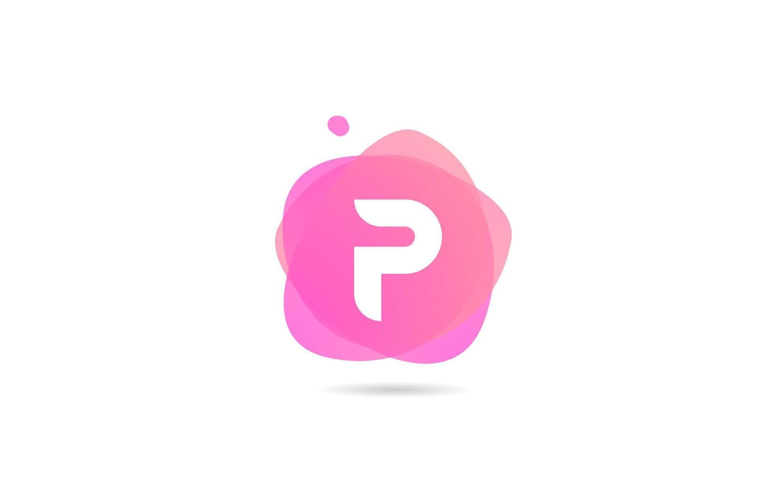 Logotipo de la letra del alfabeto p rosa blanco para empresa y negocio con diseño degradado. plantilla pastel para identidad corporativa vector