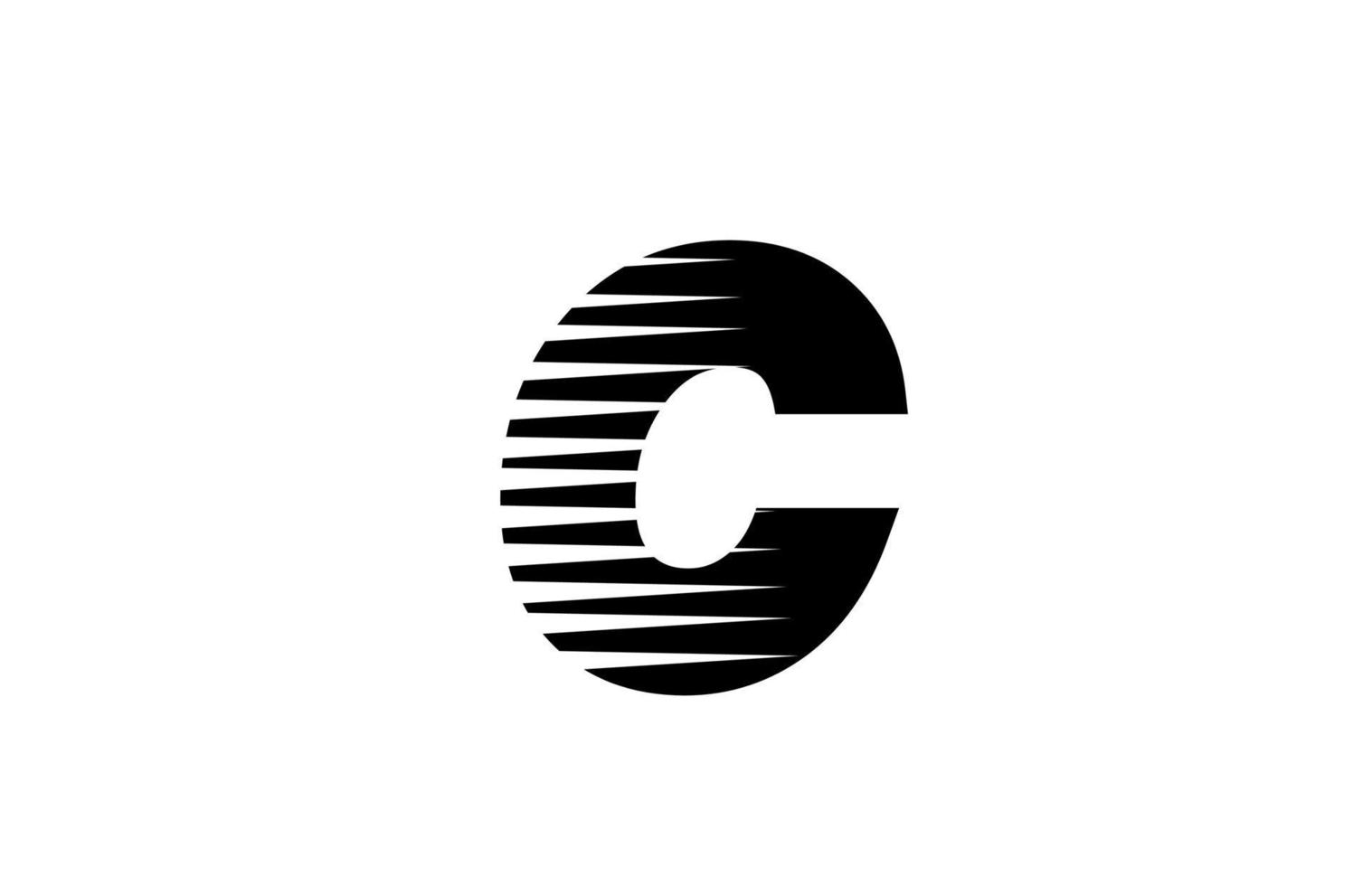 line stripes C alphabet letter logo icon for business and company. Simple black and white letter design for identity vector
