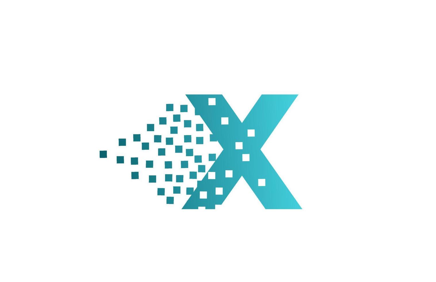 X alphabet letter logo icon for company and business. Green eroded pixel design for corporate identity vector