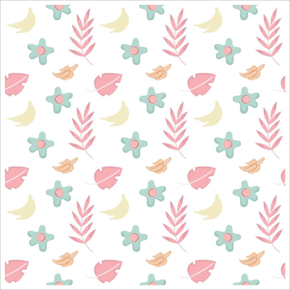 seamless pattern with summer fruits and leaves vector