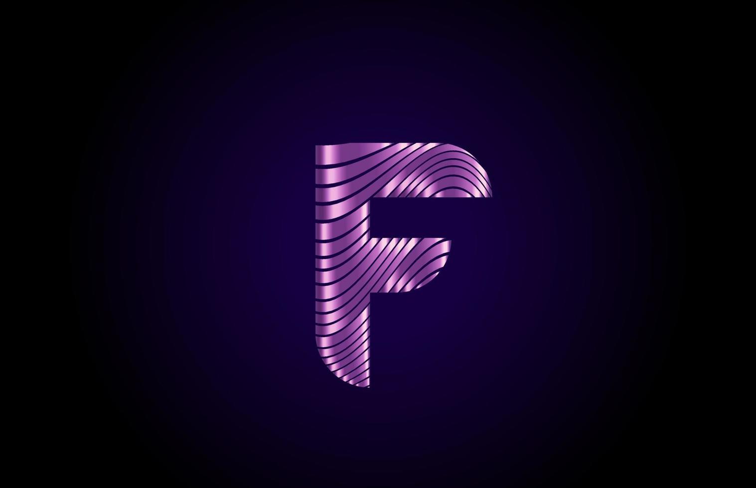 F icono de logotipo de letra del alfabeto azul púrpura para empresa. Diseño de línea metálica simple para empresas y negocios. vector