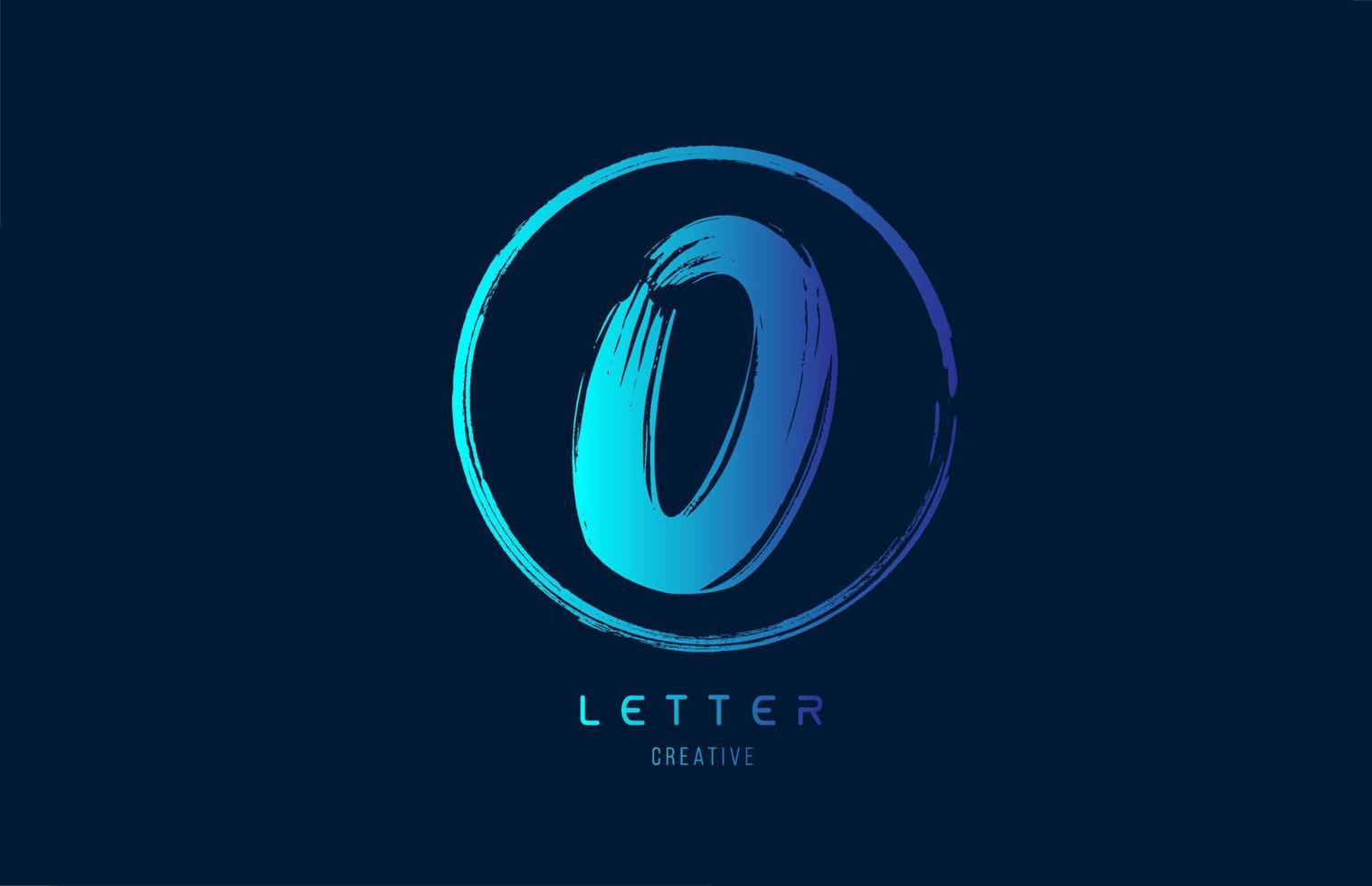Logotipo de icono de letra o de pincel de grunge de mano azul con círculo. diseño de alfabeto para el diseño de una empresa vector