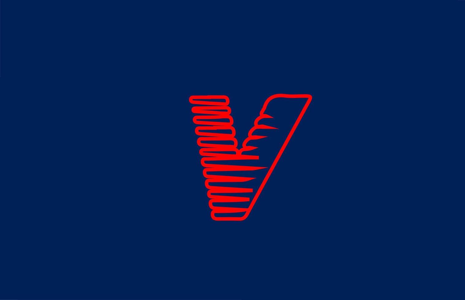 V icono de logotipo de letra del alfabeto de línea roja. diseño de línea simple para negocios y empresa. vector