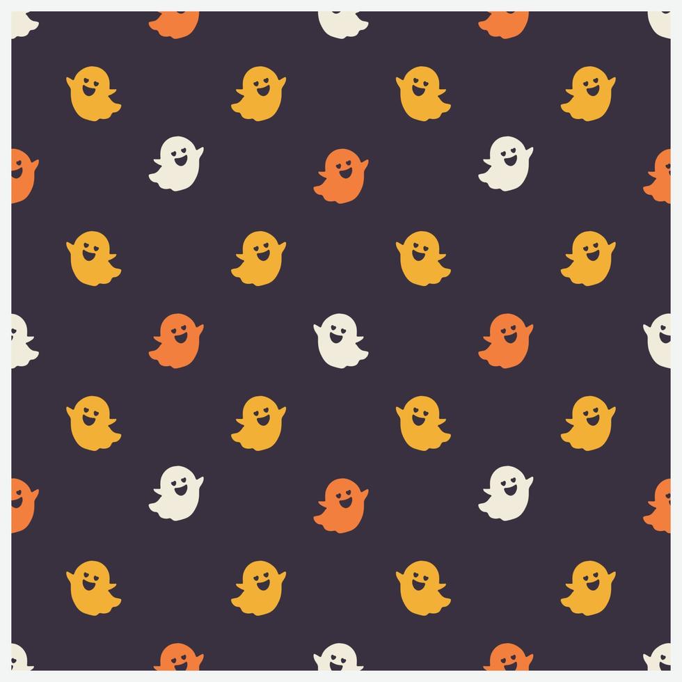 Halloween seamless pattern with cute ghosts vector