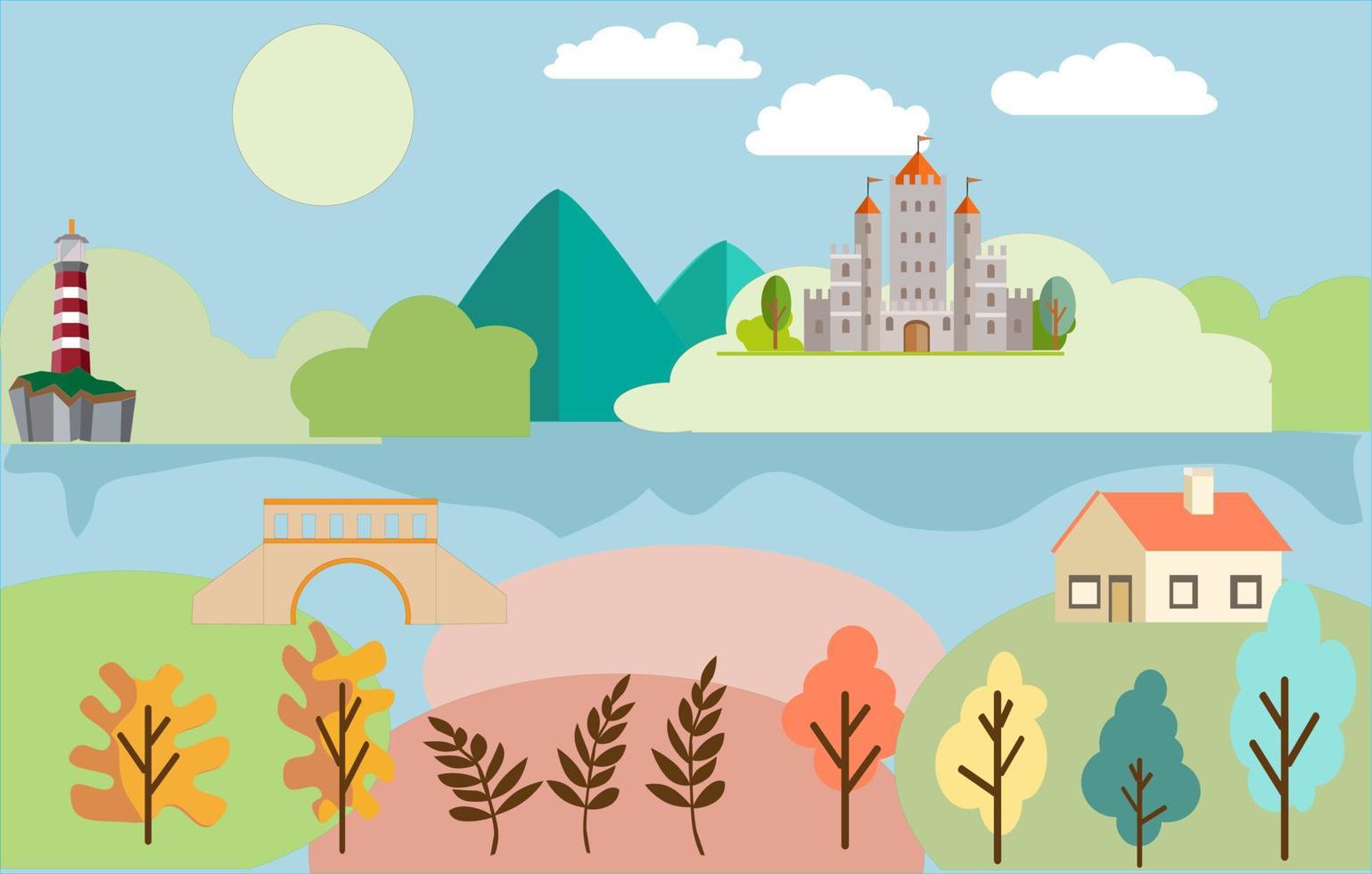 Flat Design Landscape Vector Illustration