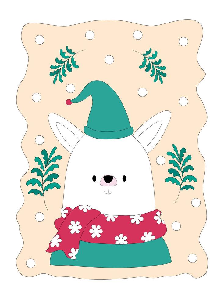 feliz navidad con lindos personajes clip art diseñado en estilo doodle que se puede aplicar en temas navideños vector