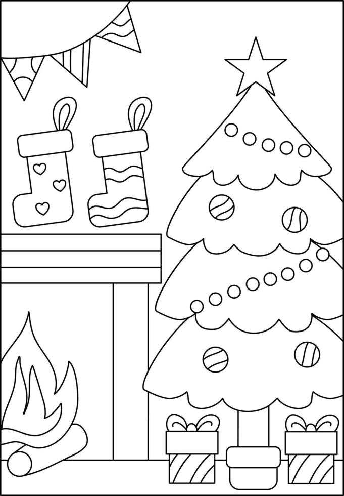 Chritsmas coloring page for kids vector