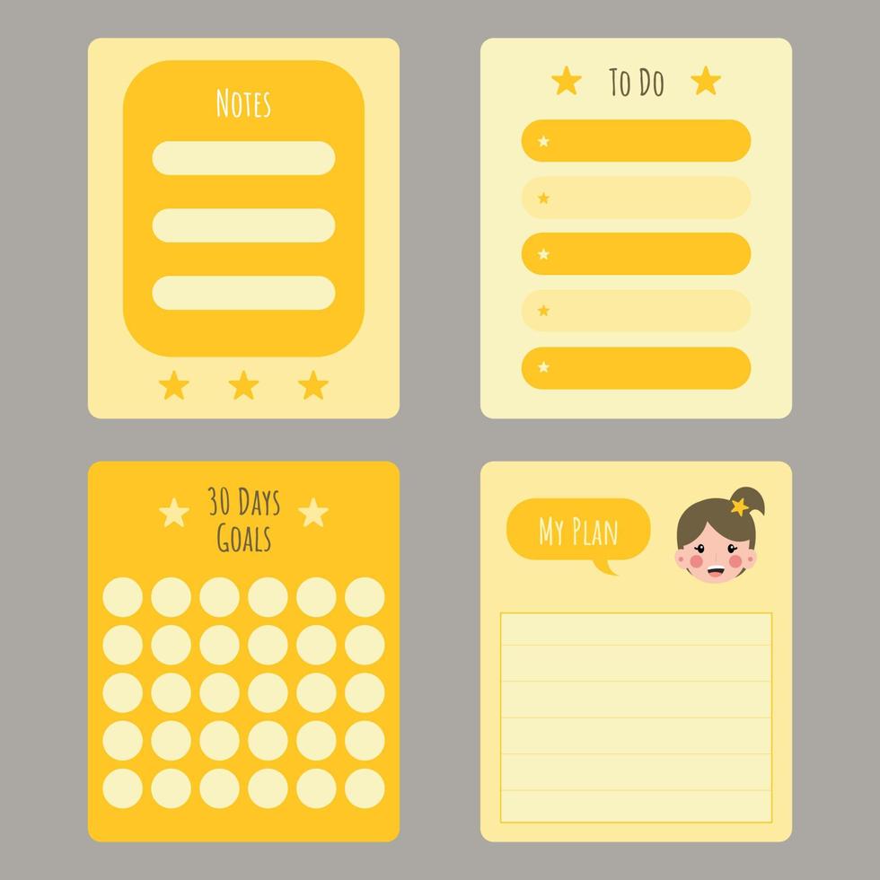 planner journal printable memo bundle vector