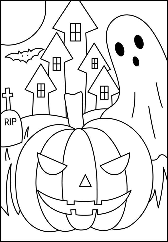 simple halloween coloring page - Simple Halloween Coloring Page For Kids Free Vector