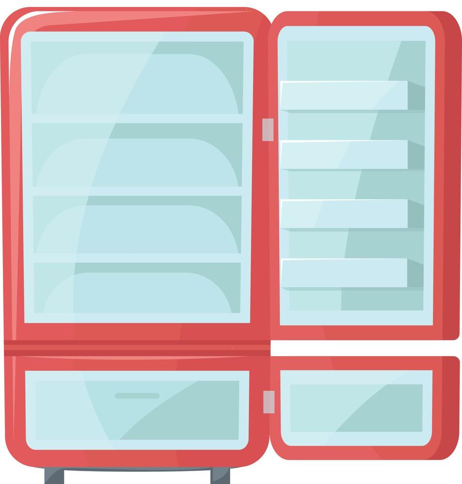 Ilustración de refrigerador con comida, bebidas y utensilios de cocina. vector