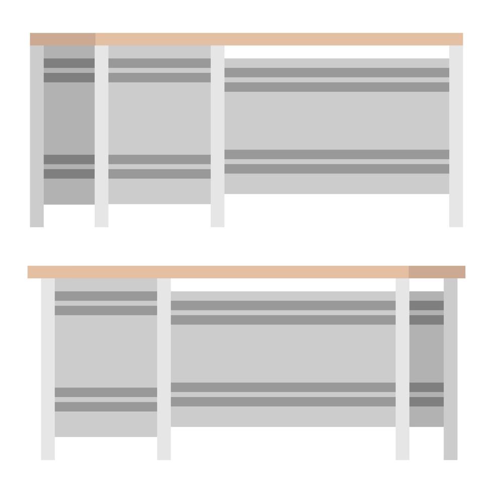 hermosa oficina moderna y mesa de hogar al aire libre con diferentes poses y posiciones y con cajón vector