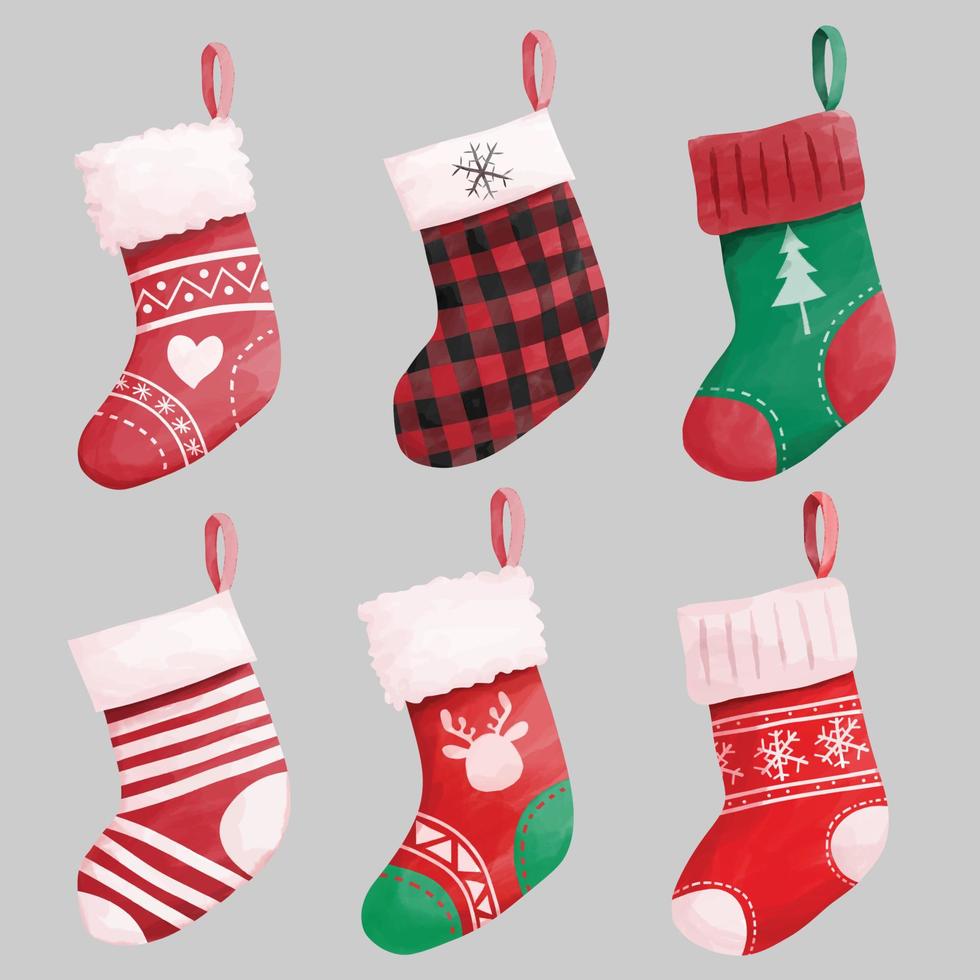 Elements of Christmas Christmas socks, woolen socks, vector cartoon style  13115855 Vector Art at Vecteezy