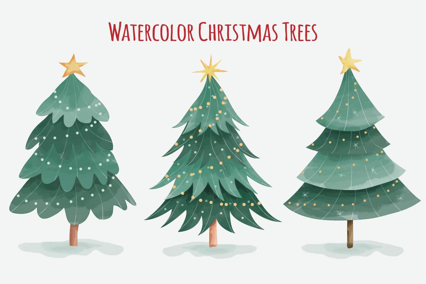 colección de árboles de navidad en acuarela vector
