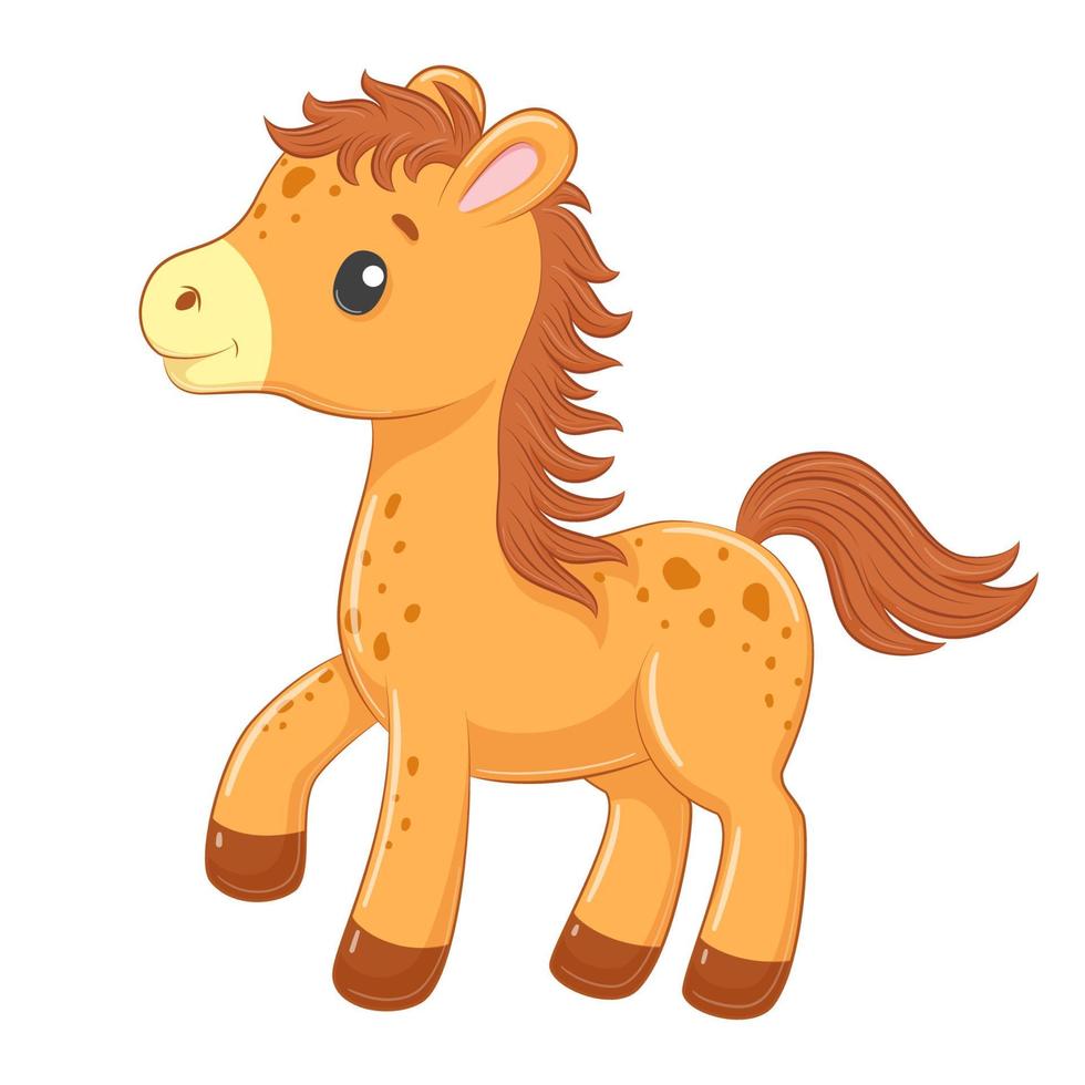 caballo lindo bebé en estilo de dibujos animados. ilustración vectorial. vector
