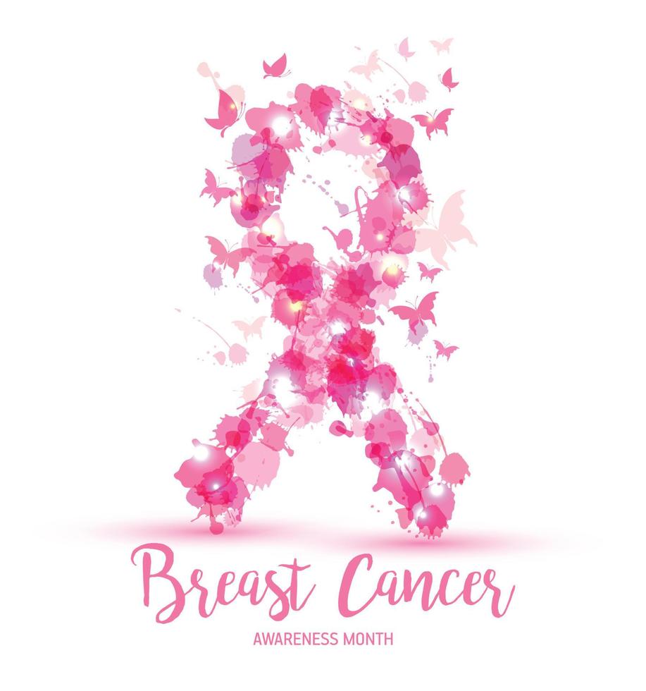 Ilustración de concepto de conciencia de cáncer de mama símbolo de cinta rosa vector