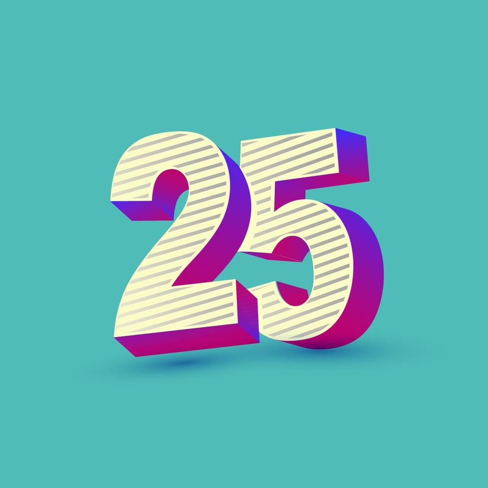 número 25 en diseño plano vector