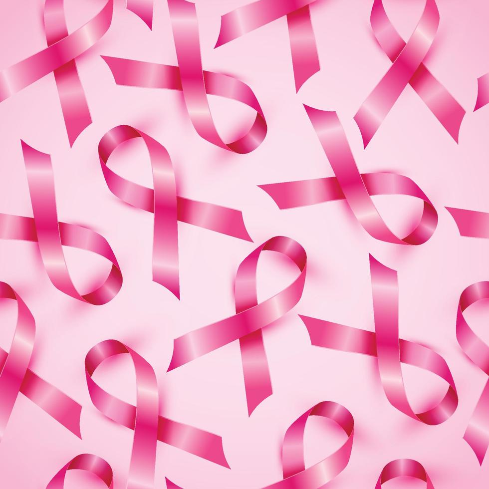 Seamless pattern of breast cancer ribbons awareness month. vector