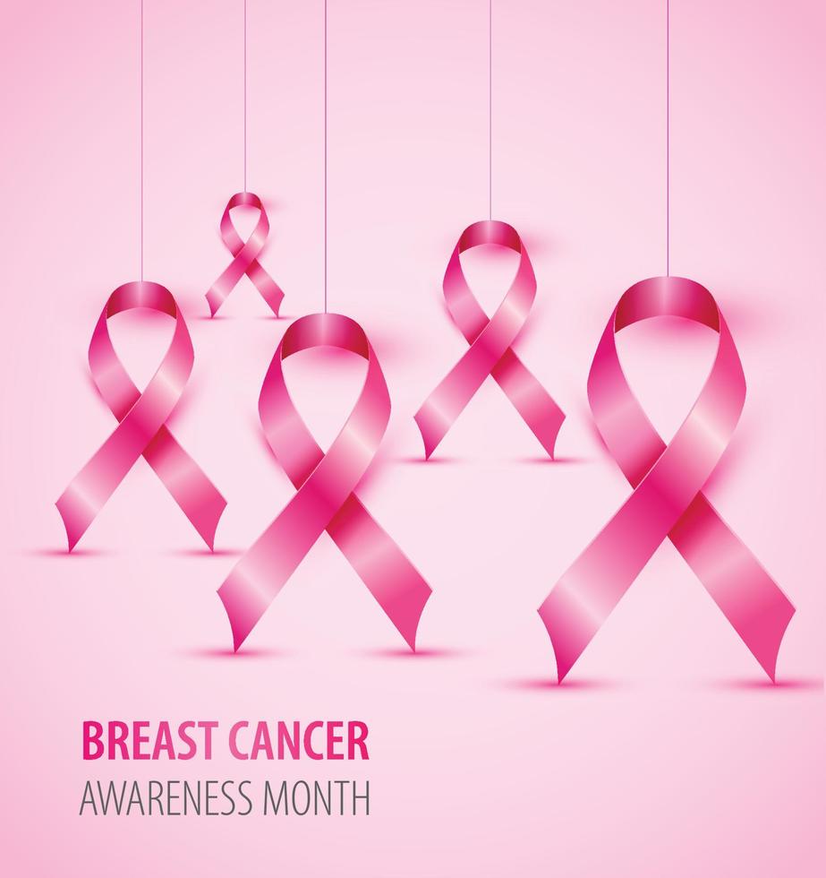 símbolo de la cinta rosada del ejemplo del concepto de la conciencia del cáncer de mama. vector