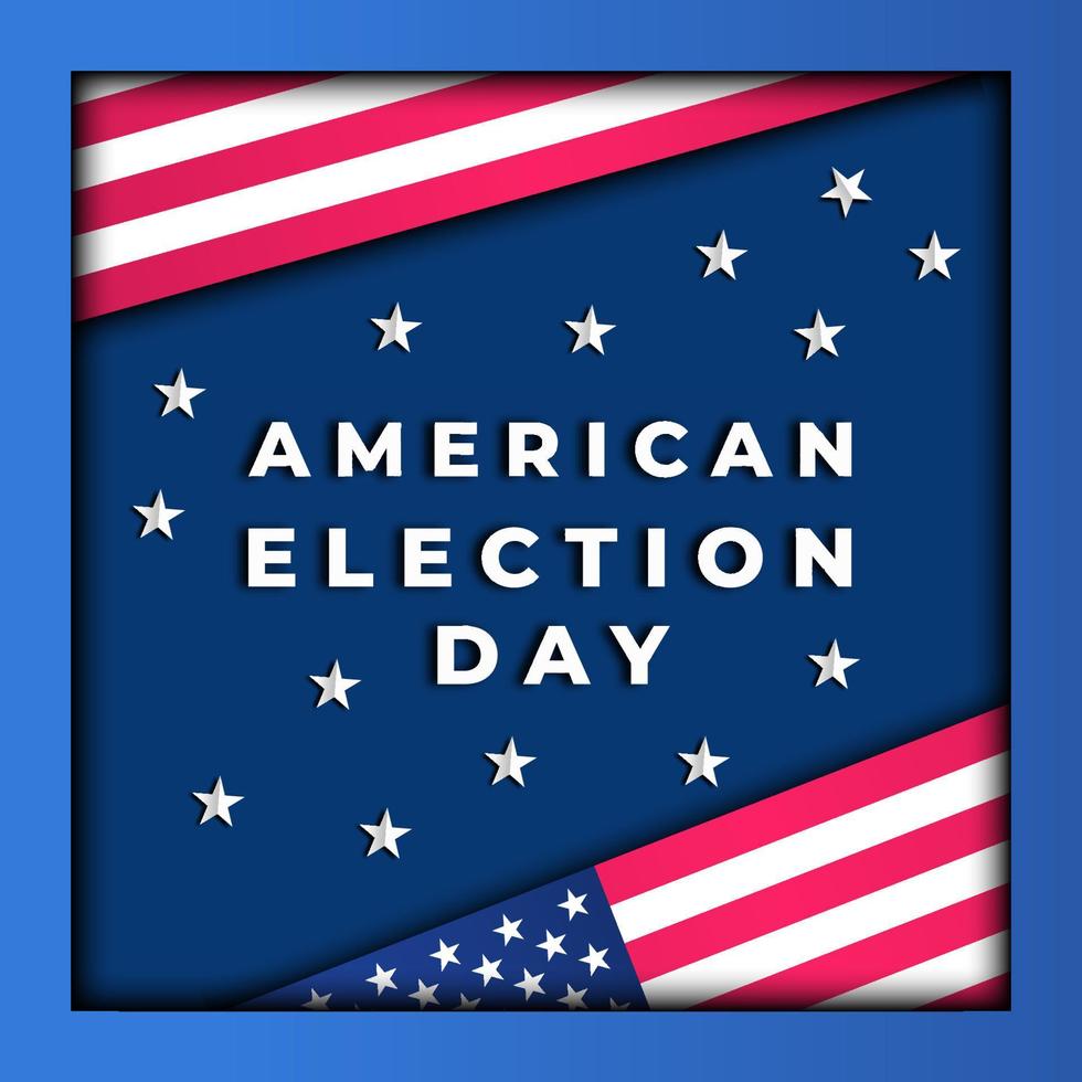 día de las elecciones americanas en diseño de estilo de corte de arte en papel vector