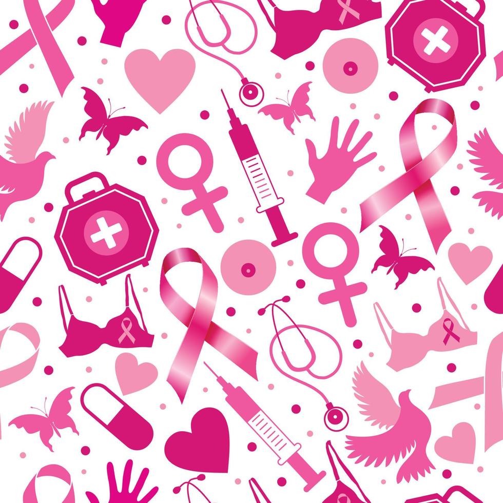 Seamless pattern of breast cancer for october awareness month. vector