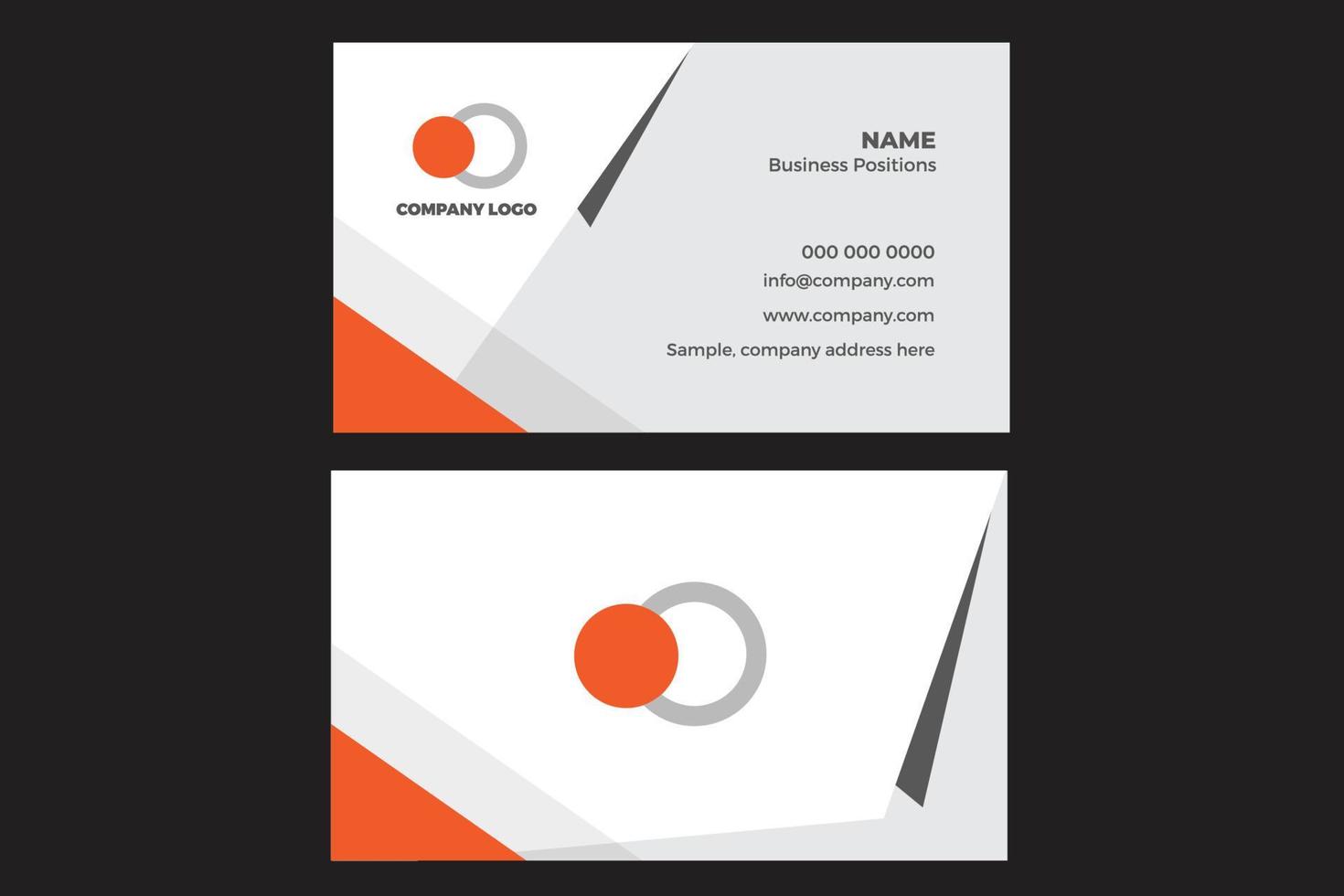 Diseño moderno de tarjetas de visita en color naranja y gris. vector