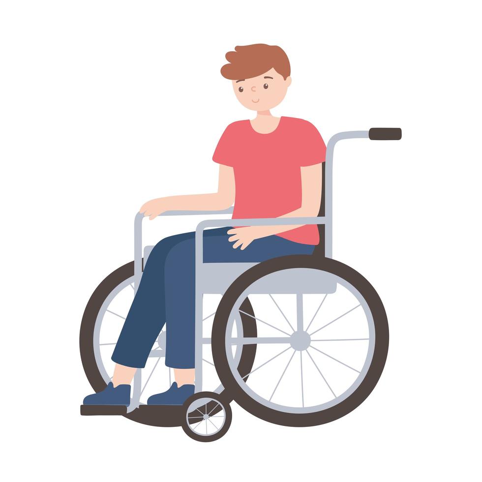 disabled young man in wheelchair isolated vector
