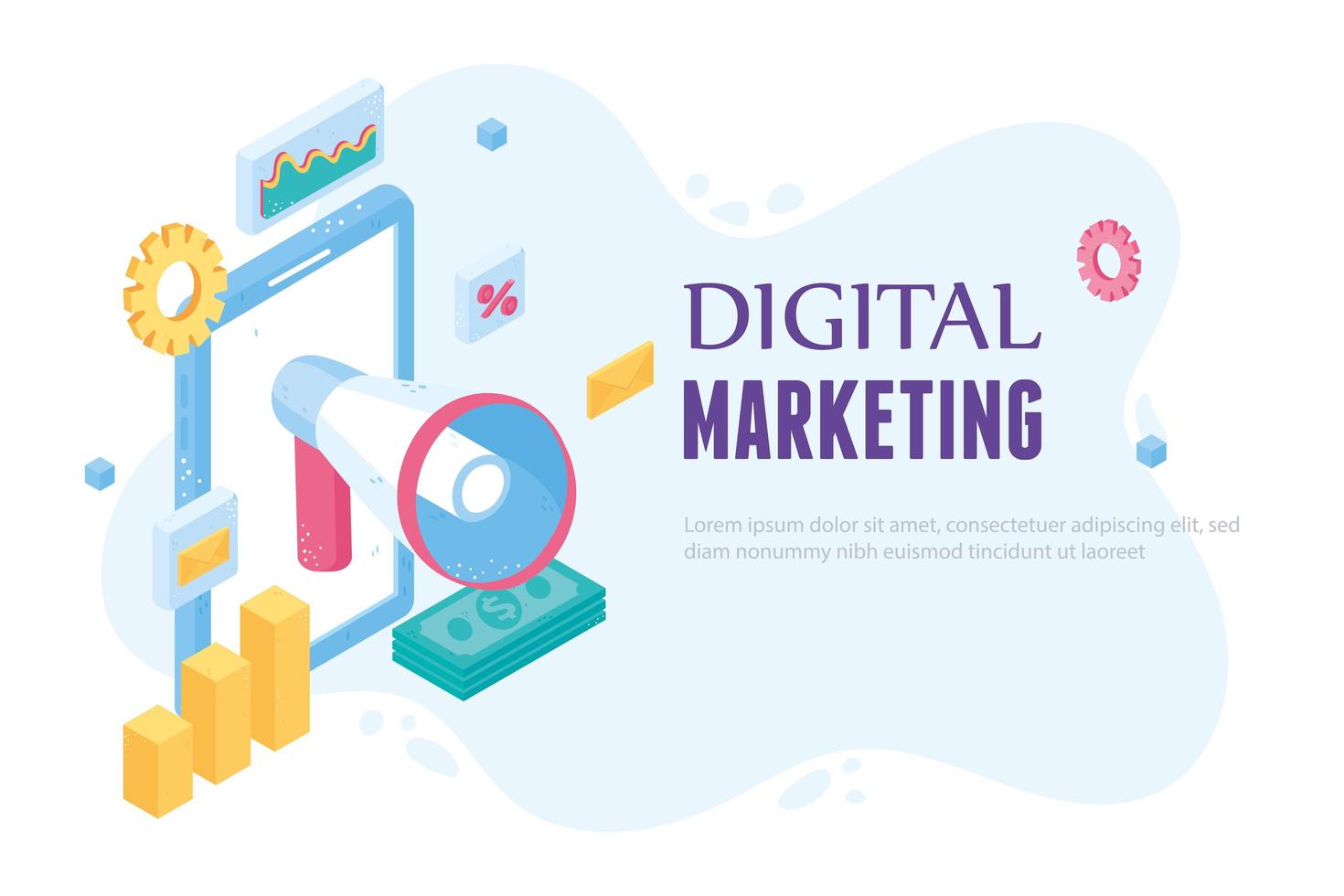 digital marketing smartphone vector