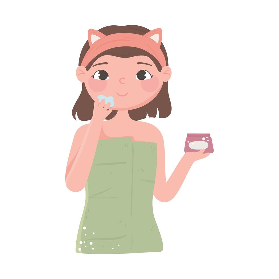 girl skincare cream vector